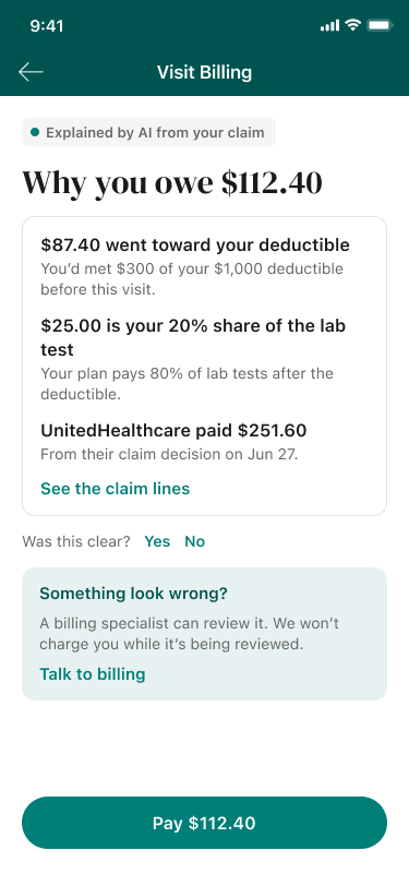 Why you owe $112.40, explained from your claim